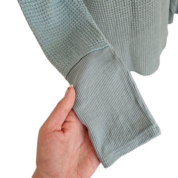 Sundance Light Blue Waffle Knit Long Sleeve Sz M - Picture 3 of 8